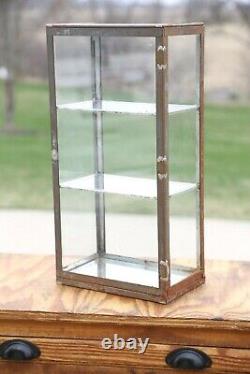 Antique General Store Counter Display Cabinet Display Case with Glass Metal