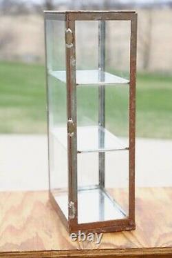 Antique General Store Counter Display Cabinet Display Case with Glass Metal