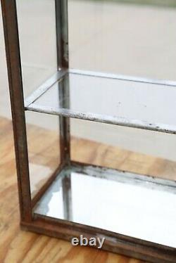 Antique General Store Counter Display Cabinet Display Case with Glass Metal