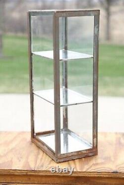 Antique General Store Counter Display Cabinet Display Case with Glass Metal