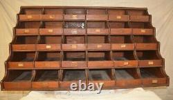 Antique General Store Hardware Wood Display Case Waterfall Drawers Brass Pulls