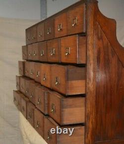 Antique General Store Hardware Wood Display Case Waterfall Drawers Brass Pulls