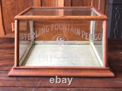 Antique Hardware Store Counter Top Glass Display Case, Sterling Fountain Pen CO