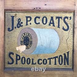 Antique J P Coats Spool Cabinet Store Advertising Sewing Flat Files Art Jewelry