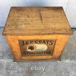 Antique J P Coats Spool Cabinet Store Advertising Sewing Flat Files Art Jewelry