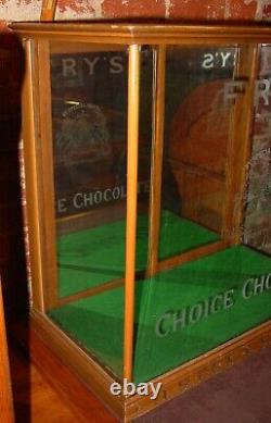 Antique J. S. FRY Chocolates store display case-reverse etched glass=====15941
