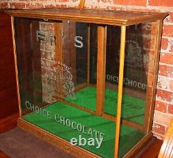 Antique J. S. FRY Chocolates store display case-reverse etched glass=====15941