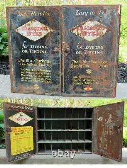 Antique METAL Diamond Dyes General Store Advertising Cabinet Display Case