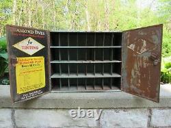 Antique METAL Diamond Dyes General Store Advertising Cabinet Display Case