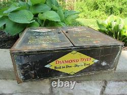 Antique METAL Diamond Dyes General Store Advertising Cabinet Display Case