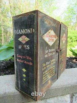 Antique METAL Diamond Dyes General Store Advertising Cabinet Display Case