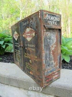 Antique METAL Diamond Dyes General Store Advertising Cabinet Display Case