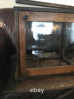 Antique OAK ALL ORIGINAL Wood WAVEY GLASS COUNTRY STORE DISPLAY/SHOWCASE