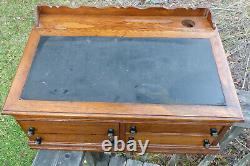 Antique Oak 4 Drawer J & P Coats Spool Cabinet Country Store Display Top