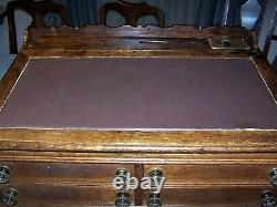 Antique Oak 4 Drawer J & P Coats Spool Cabinet Writing Desk General Store