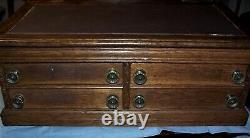 Antique Oak 4 Drawer J & P Coats Spool Cabinet Writing Desk General Store