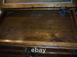 Antique Oak 4 Drawer J & P Coats Spool Cabinet Writing Desk General Store