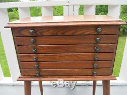 Antique Oak 6 Drawer Pocket Watch Store Spool Thread Cabinet Nicely Repurposed