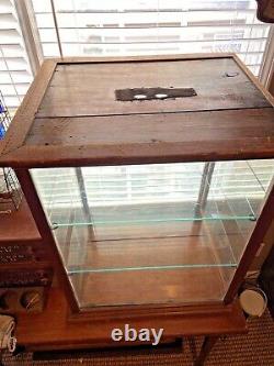 Antique Oak Bakery 4 Sided Glass Showcase Country Store Vintage