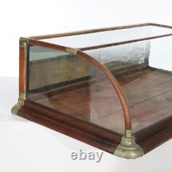 Antique Oak & Curved Glass Country Store Counter Display Case by Burge Huck Mfg