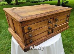 Antique Oak General Store Spool Cabinet 6 Drawer Lift Top J&P Coats