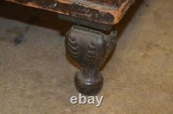 Antique Oak/Glass Country Store Display Upright Display Showcase Cast Iron Legs