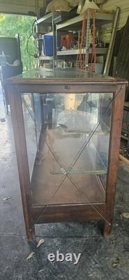Antique Oak Glass Display Case 6FT General Store Mercantile Showcase Cabinet