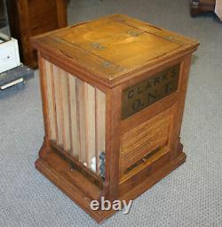 Antique Oak Spool Cabinet Clarks ONT Advertising Sewing Country Store