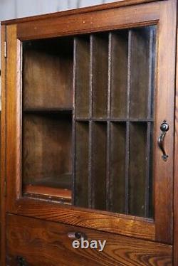 Antique Oak cabinet flashlight display case General Store Wood Glass Apothecary
