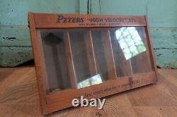 Antique PETERS High Velocity 22's Wood Ammo Store Display Case Vintage Dupont