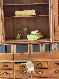 Antique Pine General Store display fixture Apothecary Cabinet Shelves Book Case