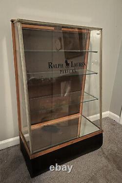 Antique Polo Ralph Lauren Perfume Cologne Store Display Case Big Glass Wood Sign