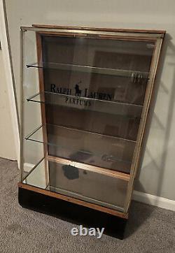 Antique Polo Ralph Lauren Perfume Cologne Store Display Case Big Glass Wood Sign