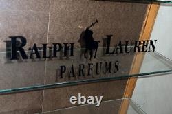 Antique Polo Ralph Lauren Perfume Cologne Store Display Case Big Glass Wood Sign