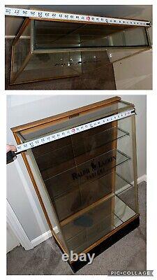 Antique Polo Ralph Lauren Perfume Cologne Store Display Case Big Glass Wood Sign