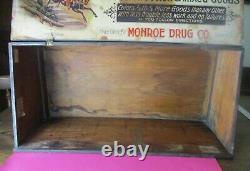 Antique Putnam Dyes Monroe Drug Store Merchant Display Case Wood and Tin