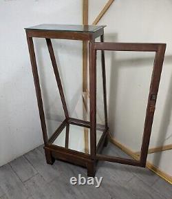 Antique Slant Top Wood & Glass Store Display Case Showcase Cabinet