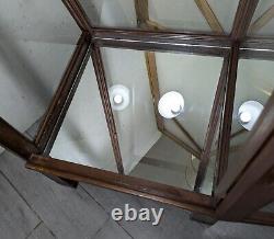 Antique Slant Top Wood & Glass Store Display Case Showcase Cabinet