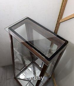 Antique Slant Top Wood & Glass Store Display Case Showcase Cabinet