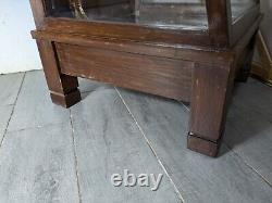 Antique Slant Top Wood & Glass Store Display Case Showcase Cabinet