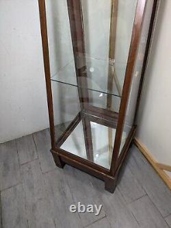 Antique Slant Top Wood & Glass Store Display Case Showcase Cabinet