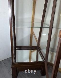 Antique Slant Top Wood & Glass Store Display Case Showcase Cabinet