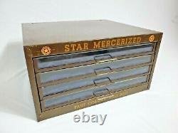 Antique Star Mercerized Sewing Cotton Thread Spool Cabinet 4 Drawer Store Case