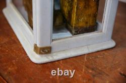 Antique Store Counter Display Case Wood Glass shelf blue apothecary cabinet