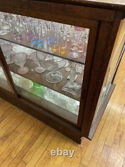 Antique Store Display Counter Case Cabinet Tiger Oak & Glass circa 1900