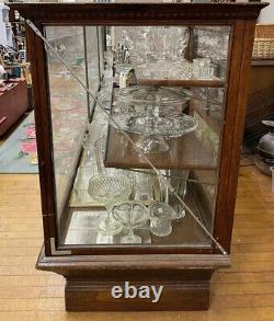 Antique Store Display Counter Case Cabinet Tiger Oak & Glass circa 1900