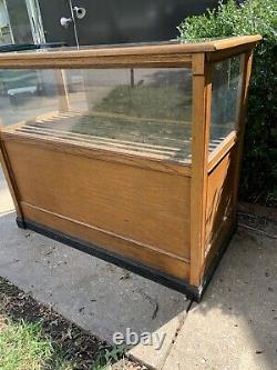Antique Tobacco Cigar General Store Display Case Wood Glass 1900s