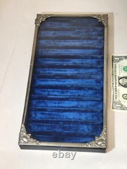 Antique Victorian Straight Razor Country Store Display Case Velvet/Glass c1910s