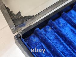 Antique Victorian Straight Razor Country Store Display Case Velvet/Glass c1910s