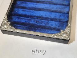 Antique Victorian Straight Razor Country Store Display Case Velvet/Glass c1910s